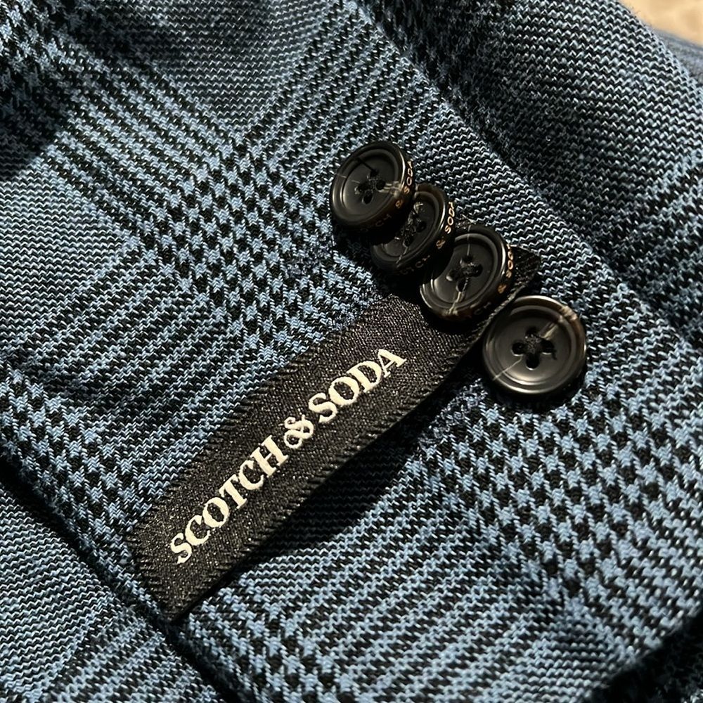 Scotch & Soda Double-Breasted Check Blazer in Blue, NWT, Size XXL - Picture 9 of 10